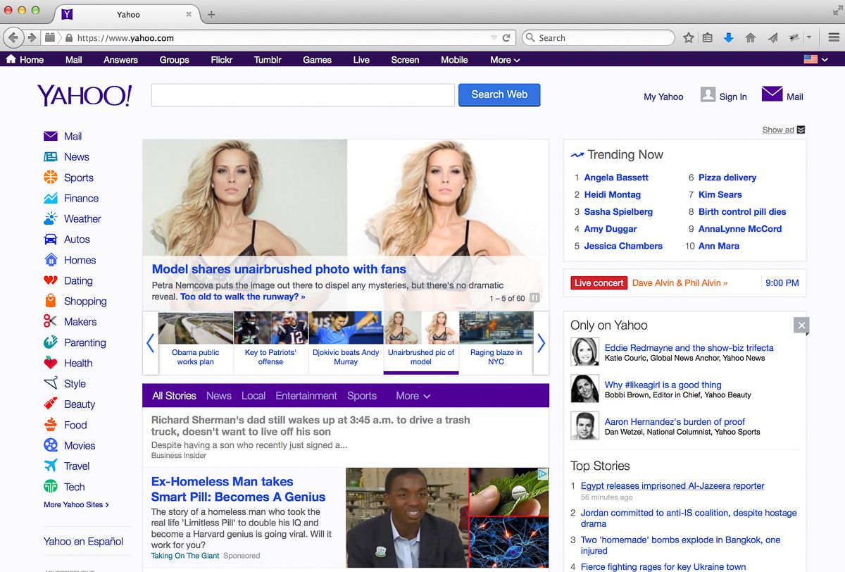 yahoo.com home page